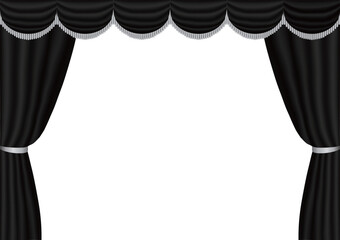 Black Stage Curtain Illustration. Background for Funeral, Memorial Service, and Mourning