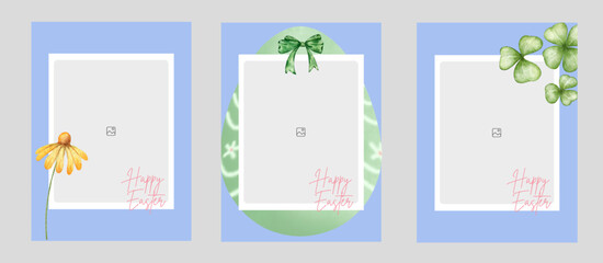 Modern Happy Easter Banner, Poster, Greeting Card, Photo Template