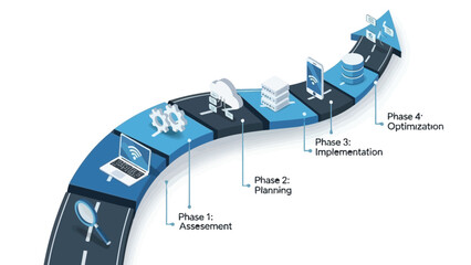 Business Roadmap with Phases Strategy Vector Illustration
