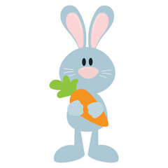 Cute  Easter bunny  with carrot vector cartoon illustration