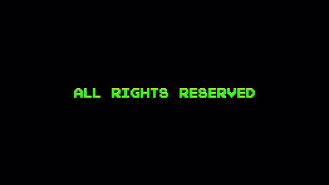 8 Bit Pixel Retro Text Animation 'All Rights Reserved' Green Screen Background Motion Graphic 4k video animation seamless loop