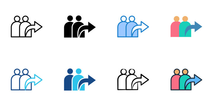 Referral Program icons set multiple style collection. Editable stroke 

