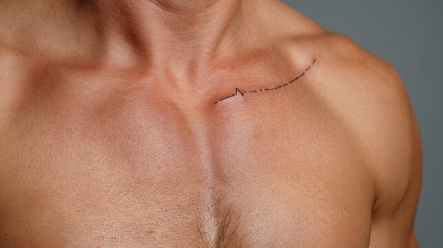 Advanced Surgical Care: Professional View of a Faint Post-Surgery Chest Scar
