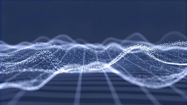 Futuristic Technology Background with Flowing Data Lines and Glowing Particles