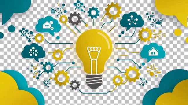 Bright idea lightbulb connected to cloud and gear icons concept for innovation and technology vector illustration.