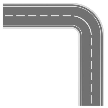 Right angle road curve for urban street layout and city mapping