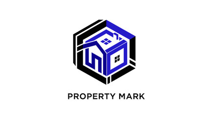Fototapeta premium Geometric Real Estate Logo Representing Property Expertise in Modern Design Ideas
