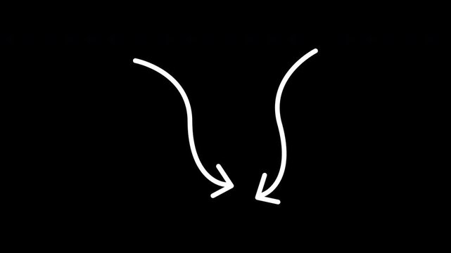 Pointing doodle arrows diagram suitable for presentations on decrease, trends, or comparisons. Useful for business reports, educational materials, and infographics.