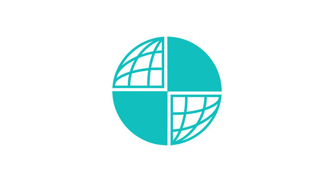 Global Diagram Featuring A Teal Globe Divided Into Four Equal Quadrants