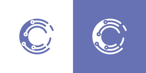 Dual meaning logo combining a circle and technology connections, symbolizing unity, continuity, innovation, and integrated digital networks in a modern design.
