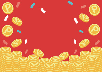 Coins and Confetti Falling Background. Banner Material for Point Rewards and Campaigns