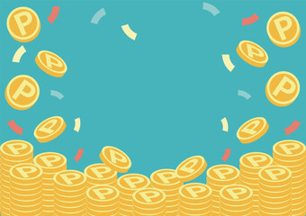 Coins and Confetti Falling Background. Banner Material for Point Rewards and Campaigns