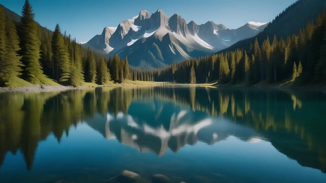 serene mountain lake reflection landscape