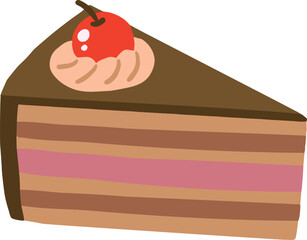 チョコレートケーキのかわいい手描きイラスト
