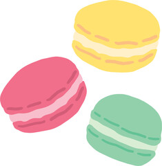 カラフルなマカロンのかわいい手描きイラスト