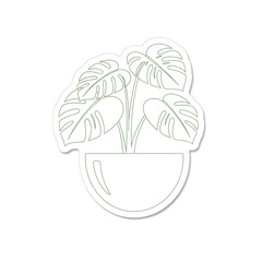 Monstera plant in a pot minimalist line art illustration perfect for home decor web design and botanical concepts isolated on white