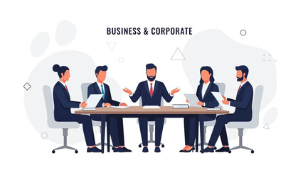 Obraz premium Business Meeting: Diverse Team Discussing Strategy Around Conference Table