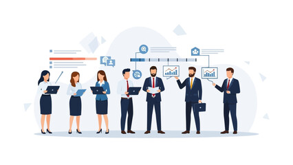 Business Team Collaboration Strategy Meeting with Charts and Laptops