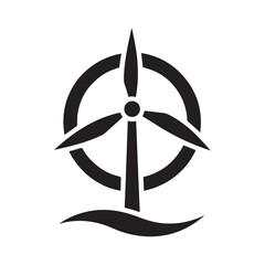 wind turbine logo silhouette icon vector illustration © Bissowjid