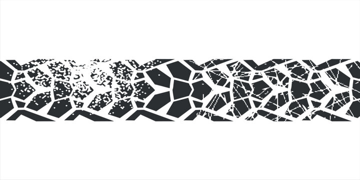 Abstract distressed tire track graphic element, a versatile textured pattern for modern design projects and backgrounds