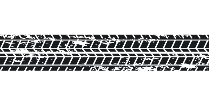 Abstract grunge tire track pattern on white background for automotive and racing themes