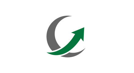 Green Arrow Rising Above Grey Arc Representing Growth, Progress, and Forward Momentum