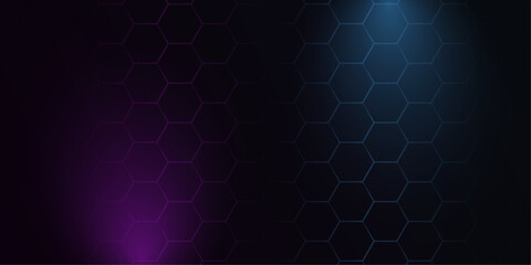 Hexagon neon light line pattern background design