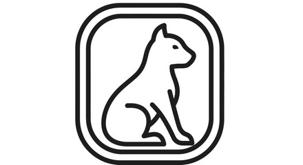 Obraz premium Minimalist Cat Icon Silhouette Sitting Inside Rounded Square Frame