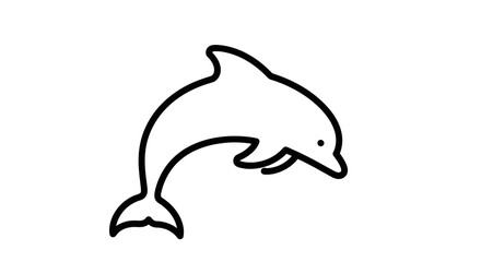 Obraz premium Minimalist line art of a jumping dolphin on a white background