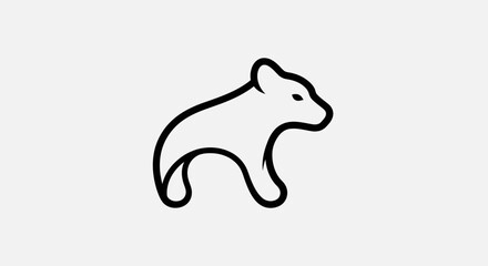 Minimalist line art logo of a bear cub, simple animal icon, clean design © Anisah