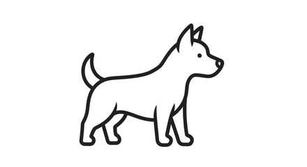 Simple Line Art Dog Icon, Minimalist Outline Pet Silhouette