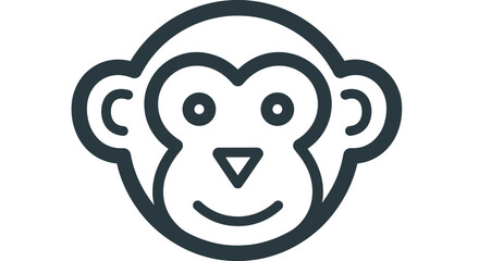 Obraz premium Simple Monkey Face Icon Outline, Cute Animal Emoji, Vector Graphic