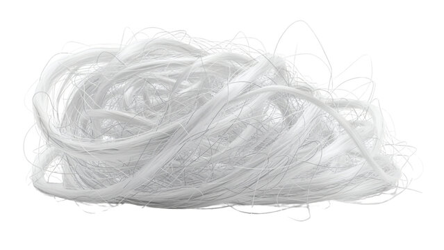A grayscale, swirling, and tangled composition of thin, white lines against a transparent background, creating an abstract form