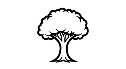 Stylized Tree Icon - Simple Black and White Outline © Anisah
