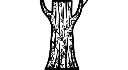 Stylized Tree Silhouette with Floral Pattern © Anisah