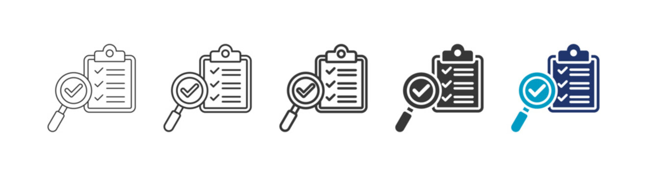 audit checklist icon set consisting of multiple styles vector illustration