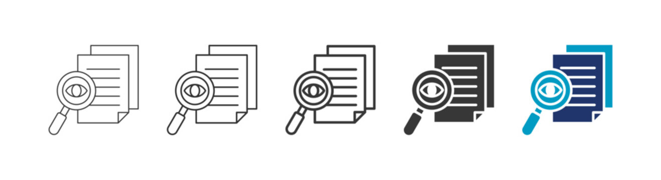 audit monitoring icon set consisting of multiple styles vector illustration