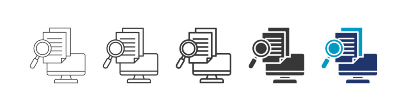 audit search icon set consisting of multiple styles vector illustration