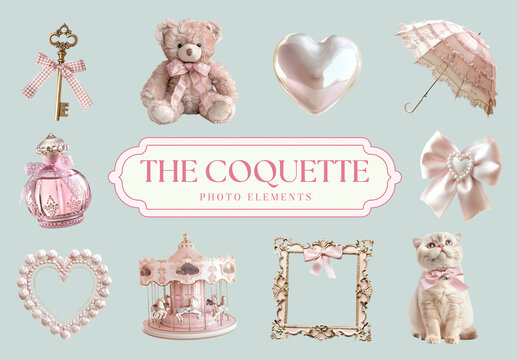 Vintage Charm With Pink Elegance Element Design Set