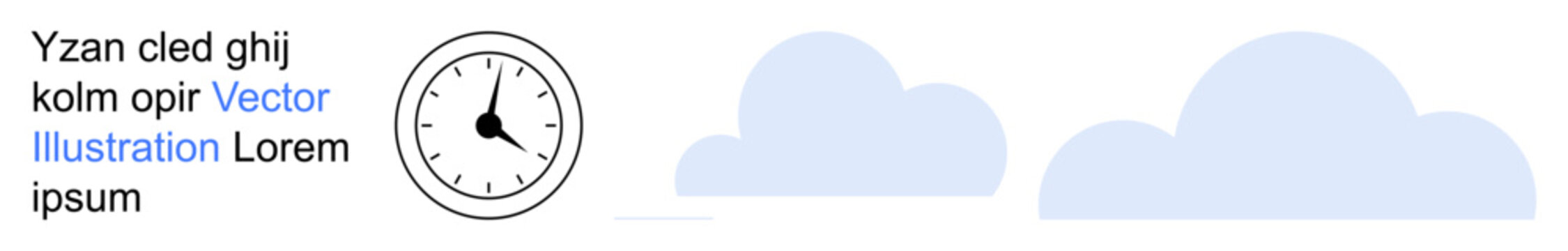 Time management, weather forecast, digital design, scheduling, creative resources, online tools. Clock icon beside blue clouds and placeholder text. Time management and weather forecast focus