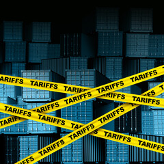 Economy and tariffs or Economic tariff and government taxation or punative tariff trade policy or duties imposed on imports and exports by a government on imported or exported goods as Protectionism t