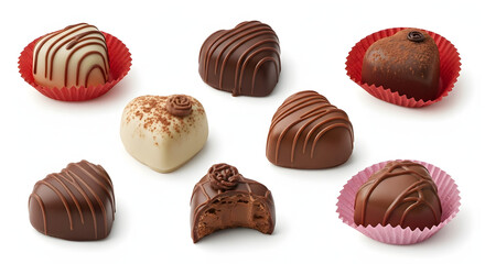 Heart-shaped chocolates isolated for Valentine food and gifting concepts