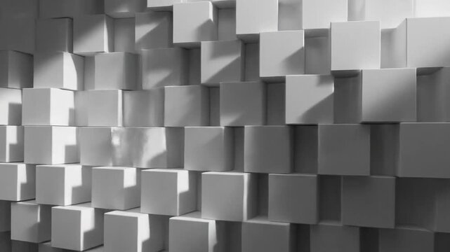 Abstract white cubes create a modern and minimalist geometric background pattern.