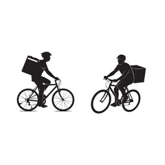 Fototapeta premium Delivery Rider on Bike Silhouette – Courier, Logistics, Fast Delivery Concept