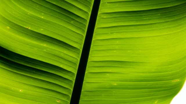 Close-up of a vibrant green leaf showcasing intricate vein patterns under natural light