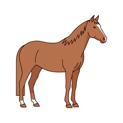 Obraz premium Simple Brown Horse Vector Illustration Isolated on White Background