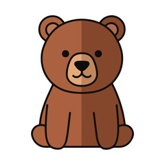 Obraz premium Cute cartoon brown bear icon flat design vector illustration