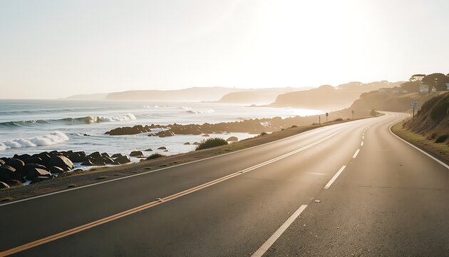 Coastal road trip on R44 passing Somerset West to Bay, gentle waves breaking on rocks during sunny weather, weather conditions, created with generative ai
