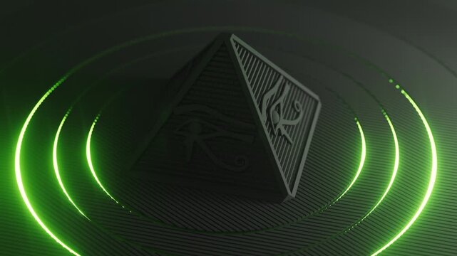 Eye Of Horus Pyramid With Green Energy Rings