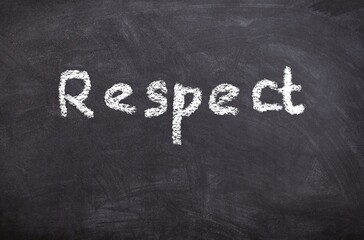 Hand drawn chalk sketch on blackboard with the text Respect symbolizing honor appreciation and politeness